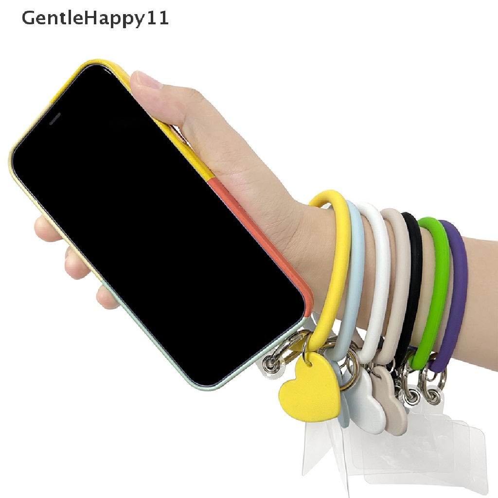 Gentlehappy Universal Tali Cincin Gantung Silicone Wrist Ring Untuk Phone Case Berbentuk Hati Gelang Silikon Gelang Gantungan Kunci Anti-Lost Lanyard Big Ring Keychain Jewelry id