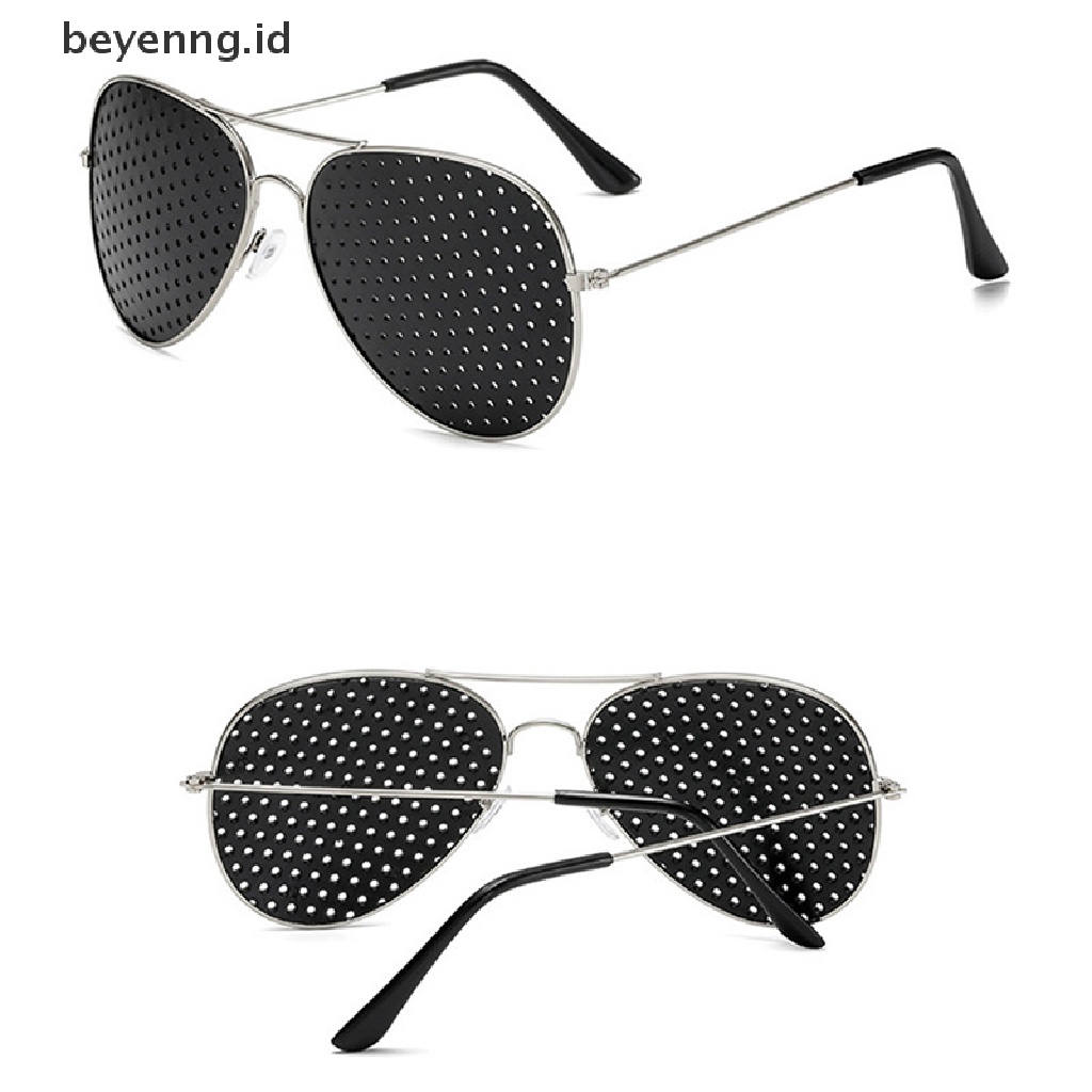 Beyen Retro Pinhole Sunglasses Lubang Kecil Kacamata Pembenah Penglihatan Kacamata Unisex ID