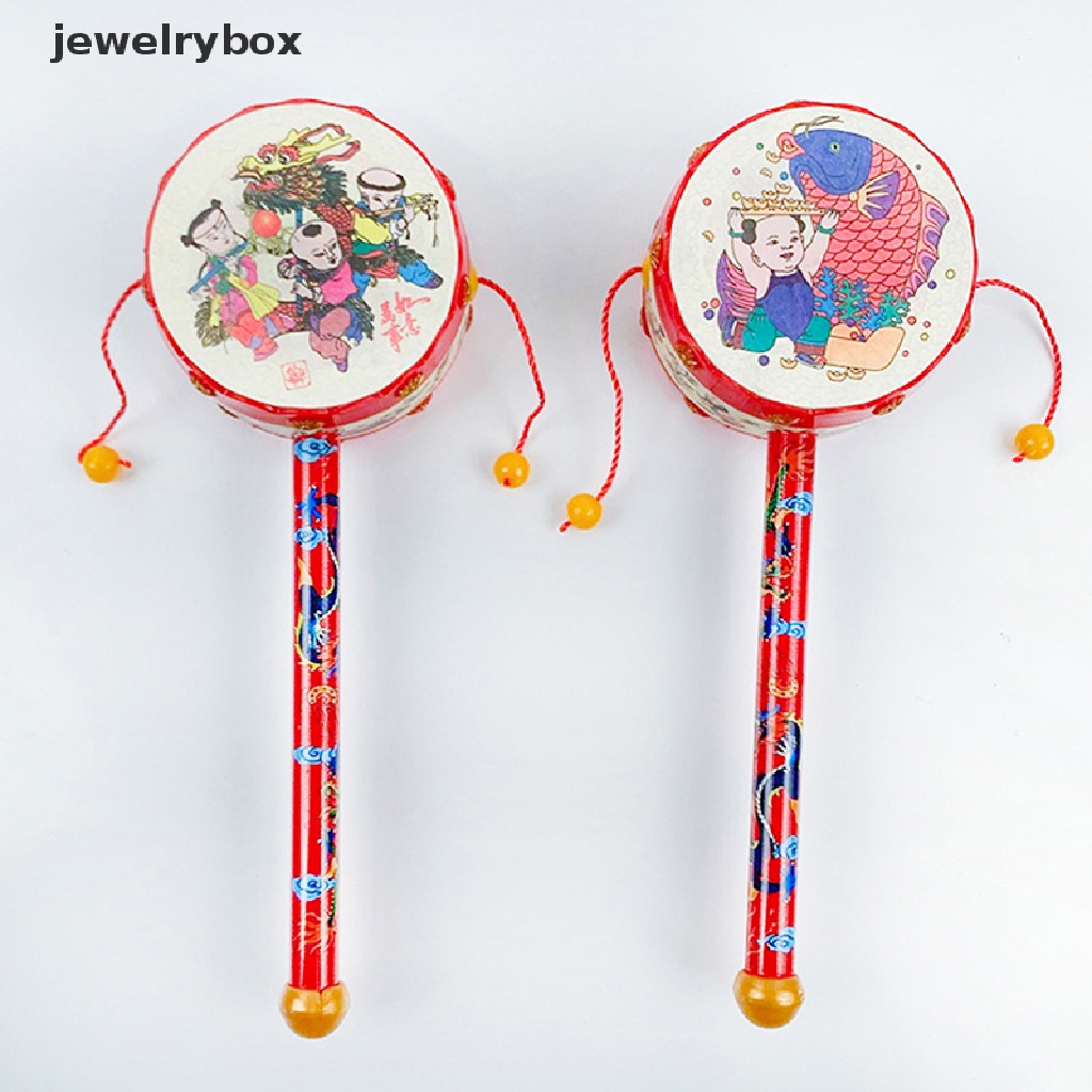 [jewelrybox] 1pc Kartun Tamborin Cina Tangan Drum Mainan Klasik Tradisional Berputar Rattle Drum Tangan BellHand Drum Mainan Anak Alat Musik Butik