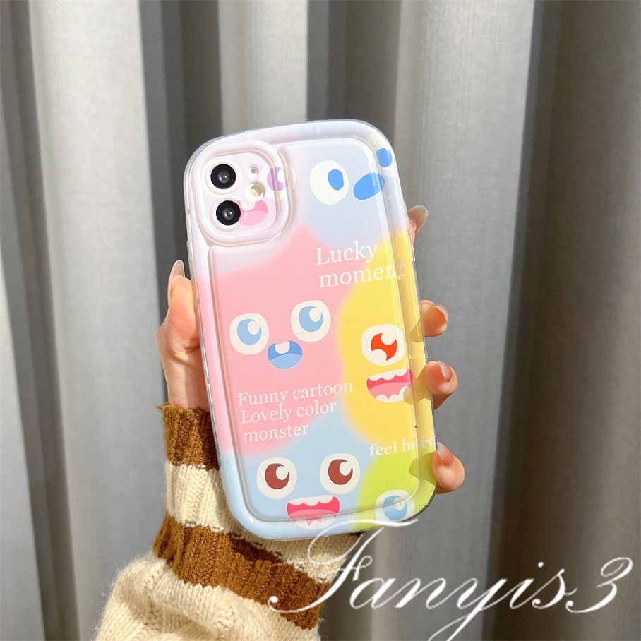 Compatible For IPhone 14 13 12 11 Pro Max X XR Xs Max 8 7 Plus SE 2020 Kompatibel Untuk Warna-Warni Monster Sabun Ponsel Case Bening TPU Soft Cover