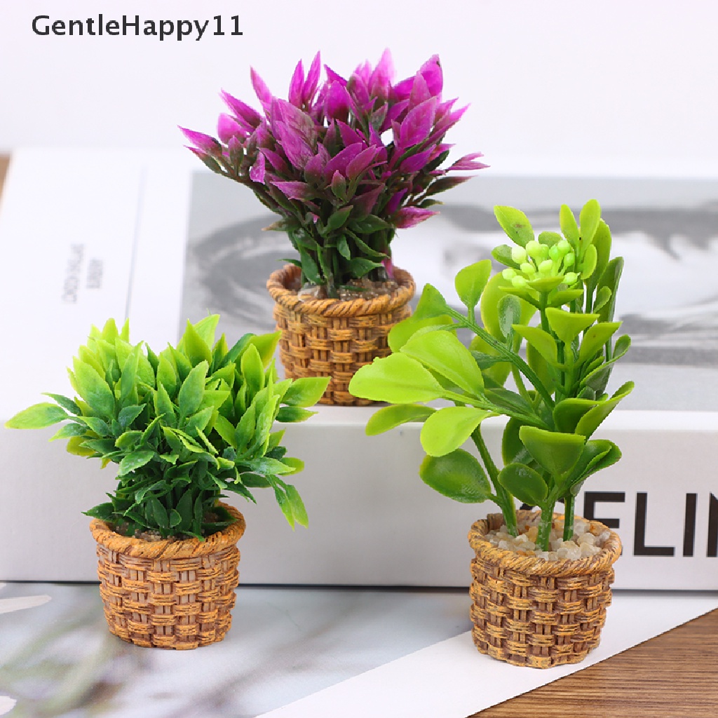 Gentlehappy1:12rumah Boneka Miniatur Tanaman Pot Ungu Bambu Plum Anggrek Gardenias Dalam Pot Dekorasi Rumah Mainan Aksesoris Rumah Boneka id