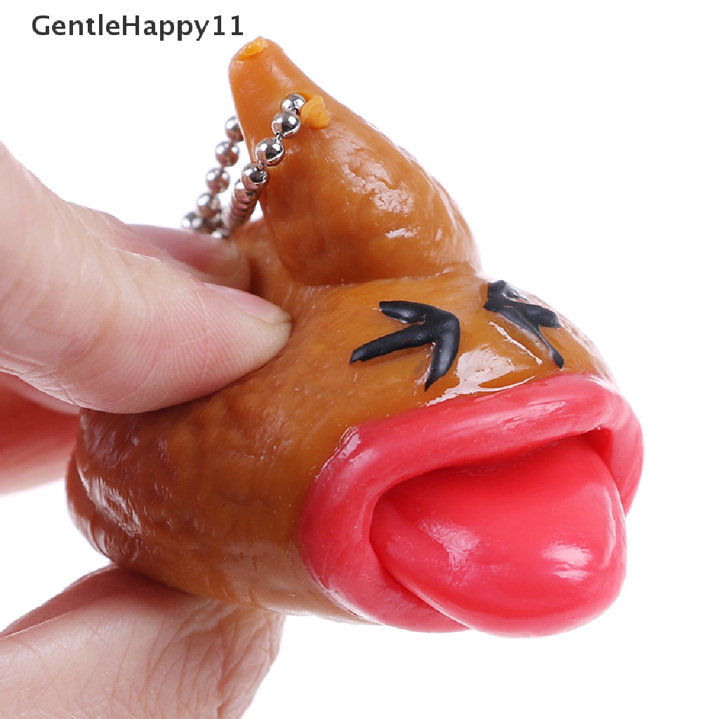 Gentlehappy Lucu poo Pencet emoticon Mainan Gantungan Kunci fun little tricky prank antistress toy id