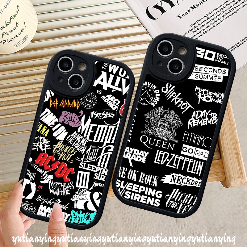 IPHONE Fashion Graffiti Huruf Case Kompatibel Untuk Iphone11 12 13 14 Pro Max X XR XS Max 7Plus 6s 6 7 8 Plus SE 2020 Lembut Tpu Shockproof Phone Cover