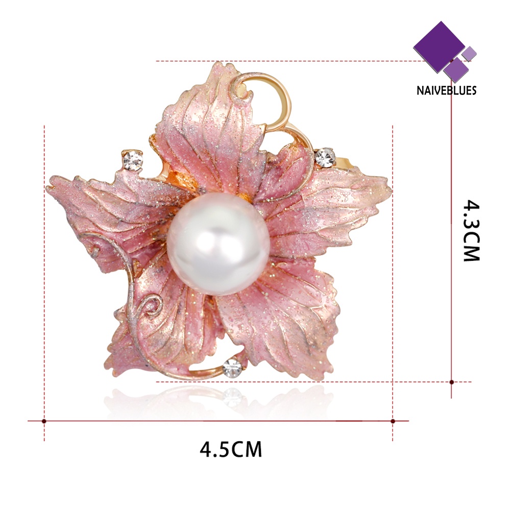 &lt; Naiveblues &gt; Fashion Wanita Berlian Imitasi Mutiara Enamel Bunga Bros Pin