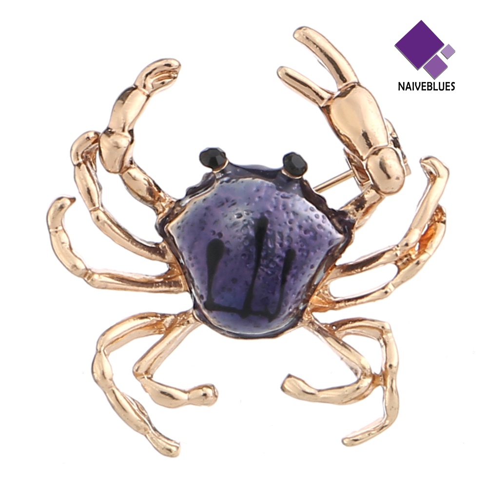 &lt; Naiveblues &gt; Lucu Wanita Bentuk Kepiting Enamel Bros Pin Sweater Leher Klip Lencana