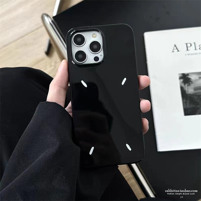 Cocok Untuk Iphone14 Pro Max Casing Ponsel iPhone Hitam Glossy TPU Soft Phone Case Kamera Perlindungan Tahan Guncangan Gaya Sederhana Kompatibel Dengan iPhone 13 13pro 13prm iPhone 11 7Plus 8Plus Xr XS 12 Pro Max Casing Ponsel