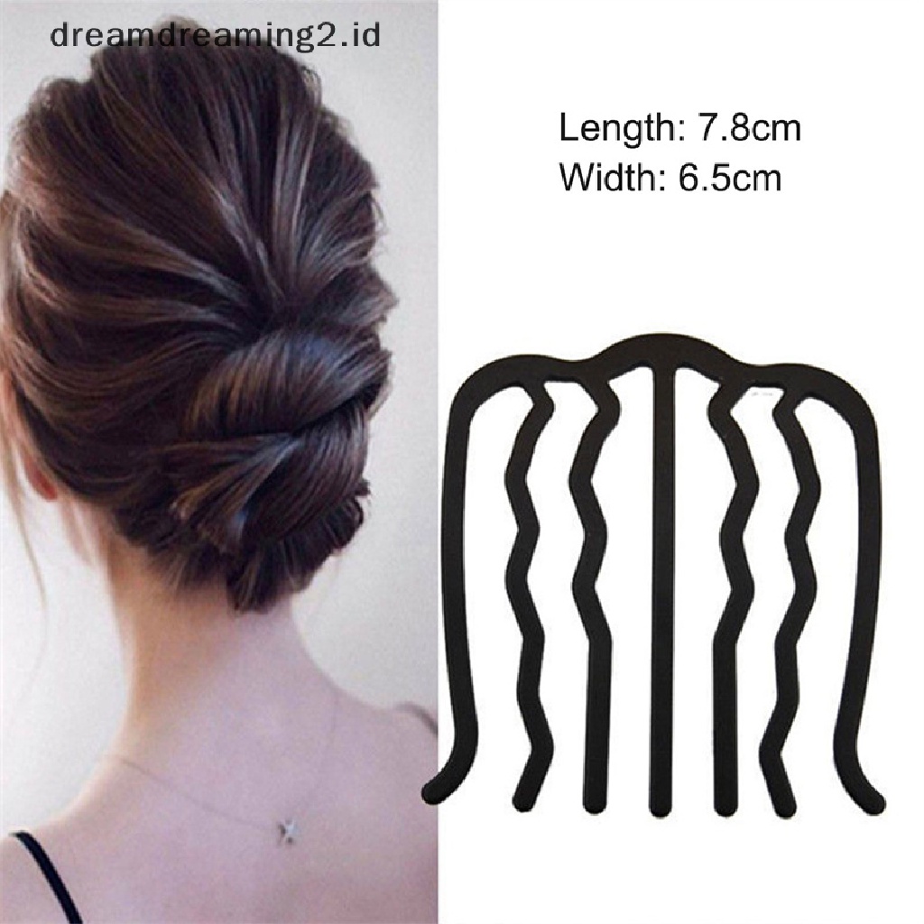 (dream) Sisir Sisipan Rambut Wanita Messy Bun Hair Pin Garpu Rambut Bentuk Gelombang Bahan Metal Untuk Pesta//