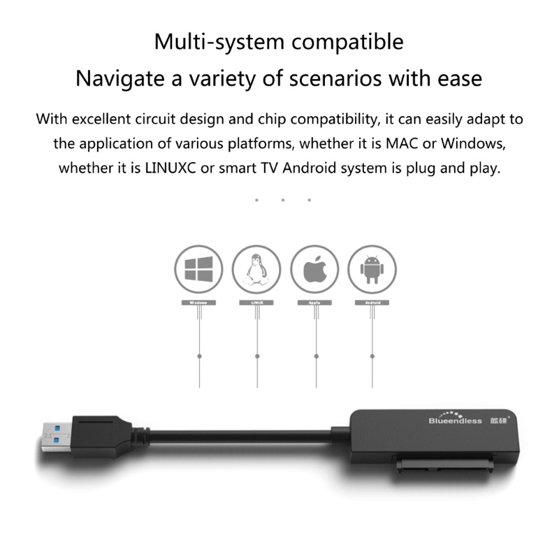 Cre BLUEENDLESS Adapter to USB3.0 to USB Adapter Untuk HDD 2.5Inch SSD Hard Disk Converter Untuk Desktop Laptop