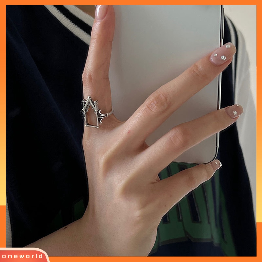 [EONE] Cincin Pesta Retro Desain Bukaan Dapat Disesuaikan Gaya Kastil Finishing Antik Electroplating Dress Up Perhiasan Vintage Castle Open Ring Untuk Pesta