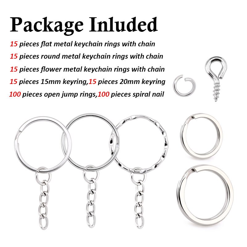 Top Quality Metal Key Chain Set Bulat Split Ring Kunci Mobil Dekorasi Untuk Pria Wanita Hadiah Gantungan Kunci Membuat Perhiasan Finding DIY