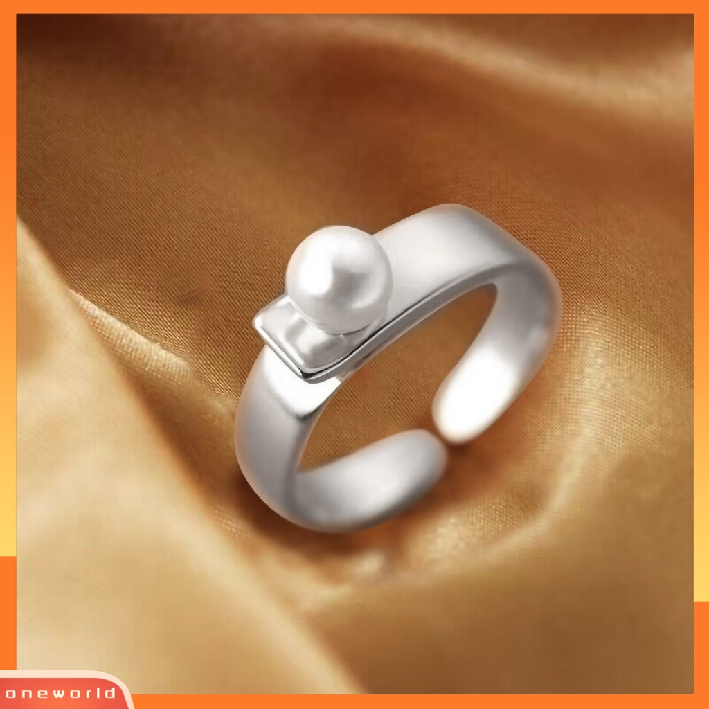 [EONE] Cincin Jari Trendi Minimalis Elegan Ringan Mewah Halus Hias Tembaga Desain Mutiara Imitasi Cincin Pesta Perhiasan Aksesori