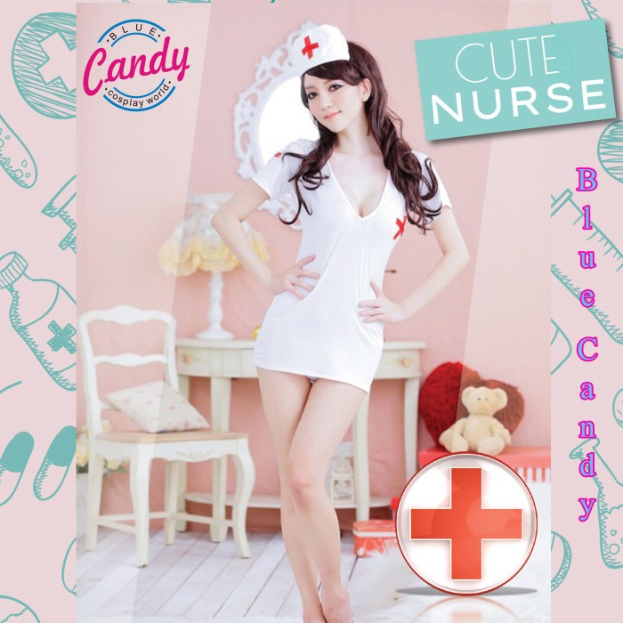 BlueCandy Cosplay Sexy Uniform Seragam Perawat Erika Cute Nurse