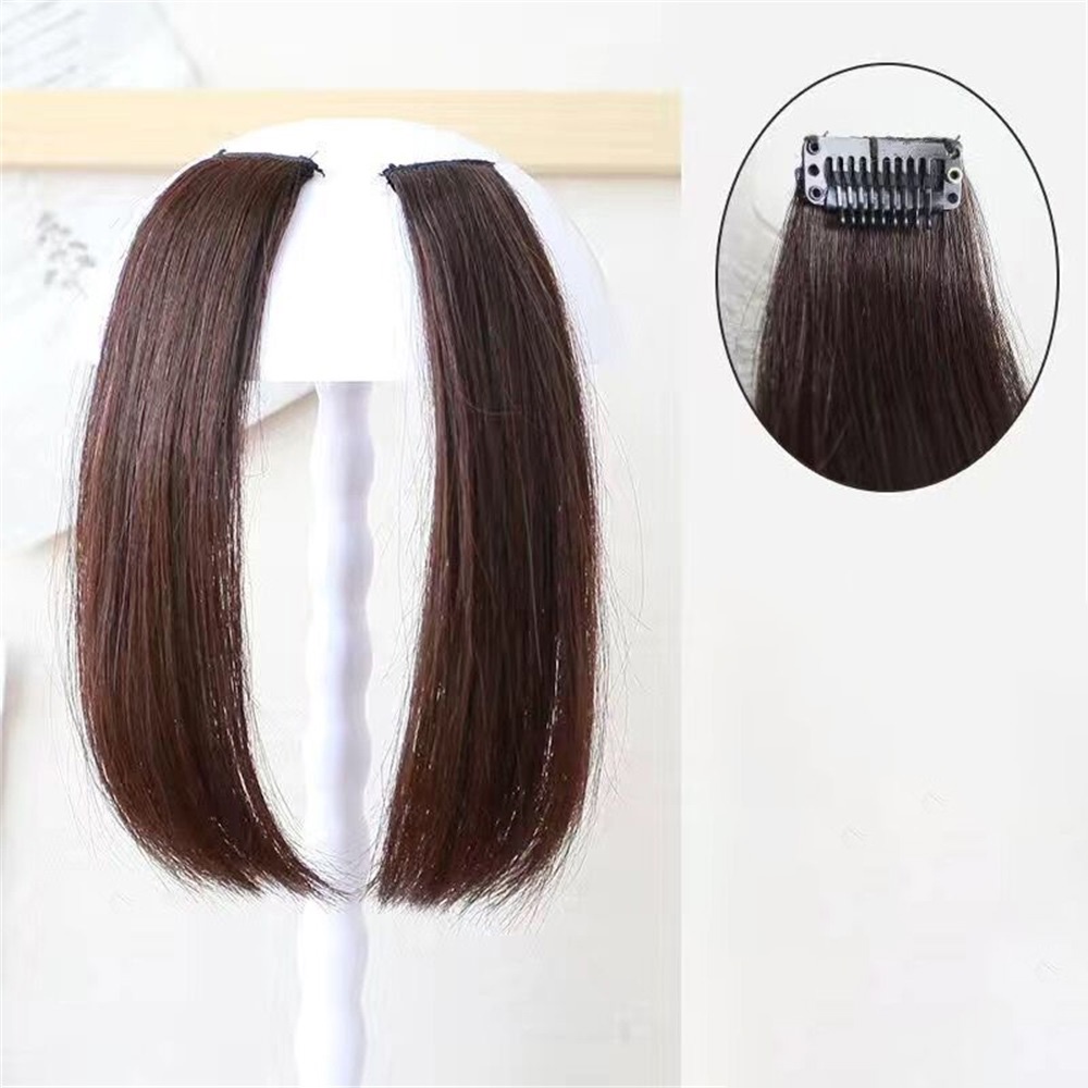 2pcs Poni Potongan Princess Tebal Poni Sopak Dengan Cambang Dan wig Rambut Mengalir Untuk Wanita Perempuan 35cm