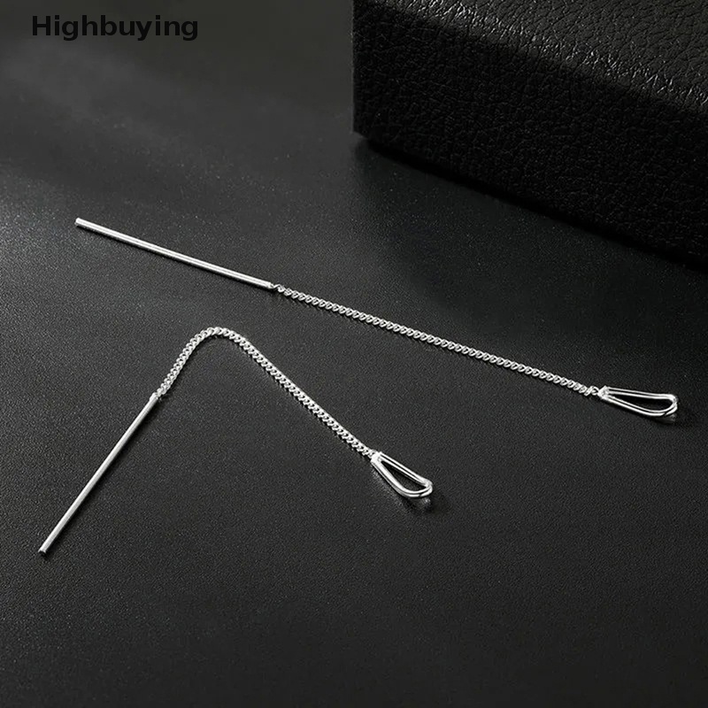 Hbid Gaya Sederhana Rantai Kotak Rumbai Drop Anting Untuk Wanita Panjang Menjuntai Earring Line Aksesoris Tipis Mini Trendi Telinga Perhiasan Glory