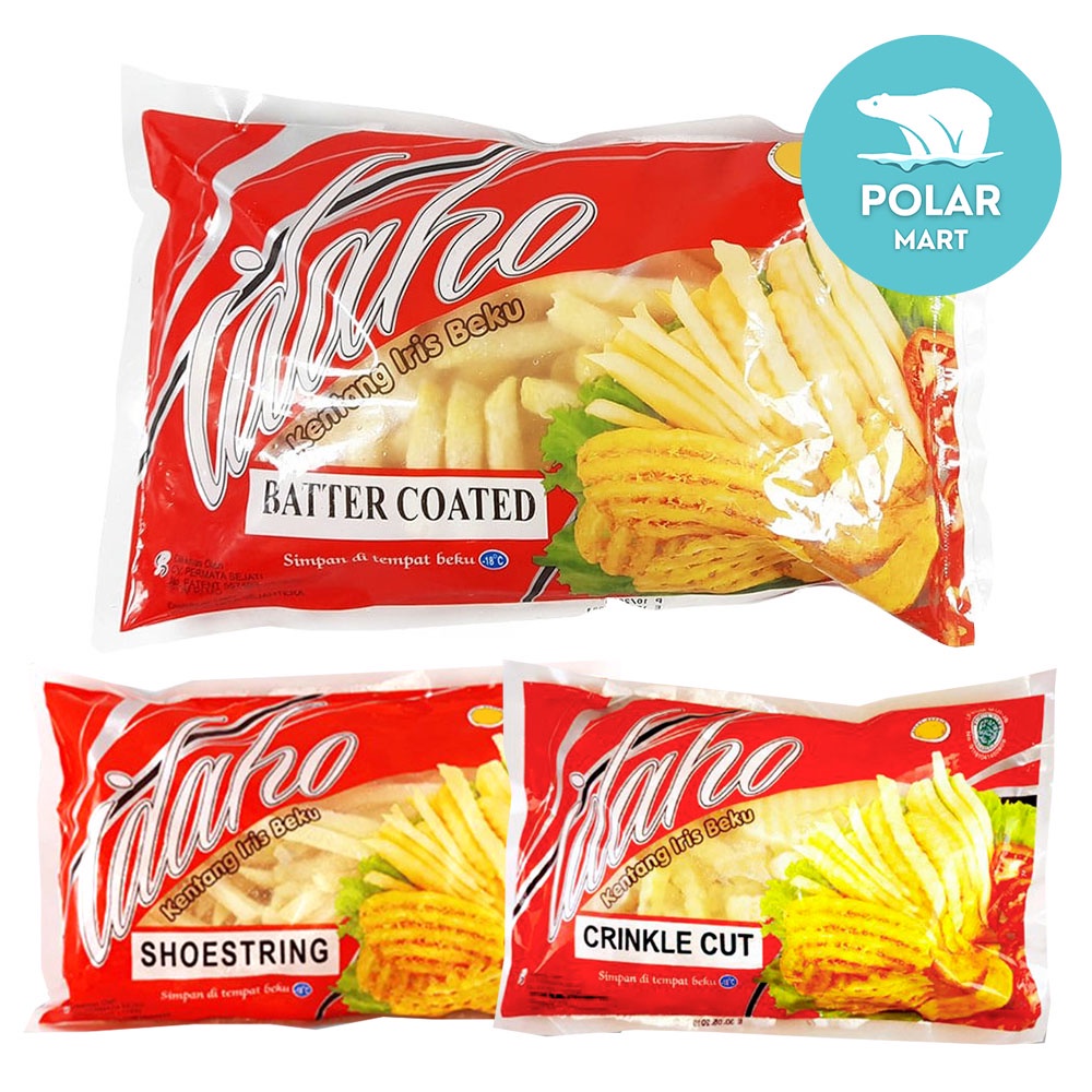 

[Cab. Cimahi] Idaho French Fries Variasi Batter Coated, Crinkle Cut & Shoestring 500 Gram & 1 Kg (FROZEN FOOD BANDUNG)