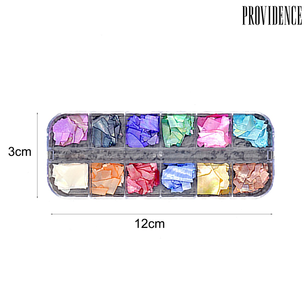 Providence 1kotak Dekorasi Kuku Warna Vibrant Bentuk Tidak Teratur Shell Menarik Fragment Nail Decor DIY Hiasan Kuku Palsu Perlengkapan Kuku