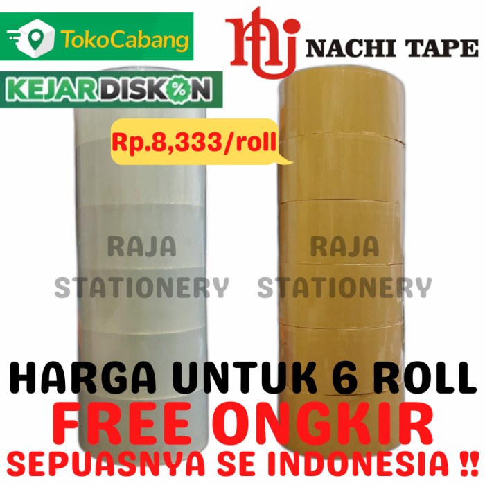 

LAKBAN NACHI 48MM 100 YARD 2 INCH BENING COKLAT OPP TAPE 1 SLOP 6 ROLL - COKLAT -RTUOLSP