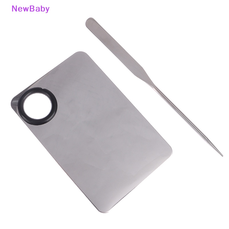 Newbaby 1Set Stainless Steel Dual Head Makeup Toner Spatula Mixing Stick Foundation ID