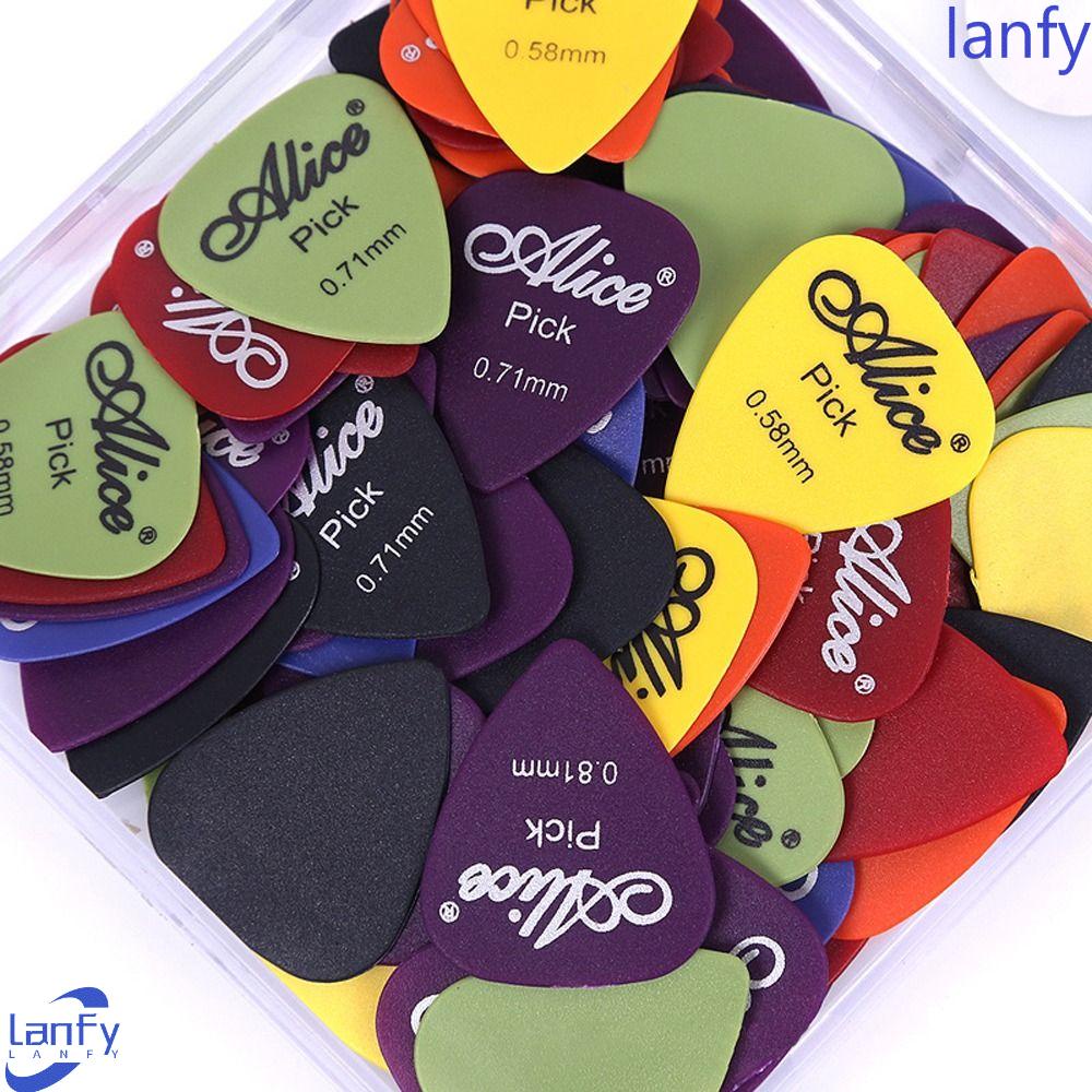 Lanfy Picks Gitar 0.96/1.2/1.5mm 100pcs 0.58/0.71/0.81mm Plectrum Segitiga Mediator Alice acoustic Musical Instrumen Bass Aksesoris Gitar Plectrum