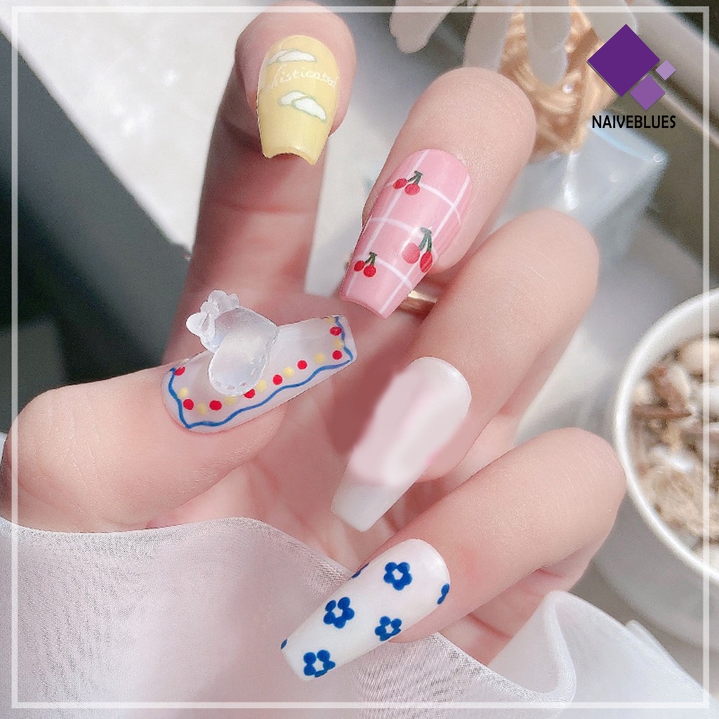 [naiveblues] 20pcs/set Kuku Kartun Dekorasi Hidup Tahan Lama Tembus Nail Art Berlian Imitasi Warna Aksesoris