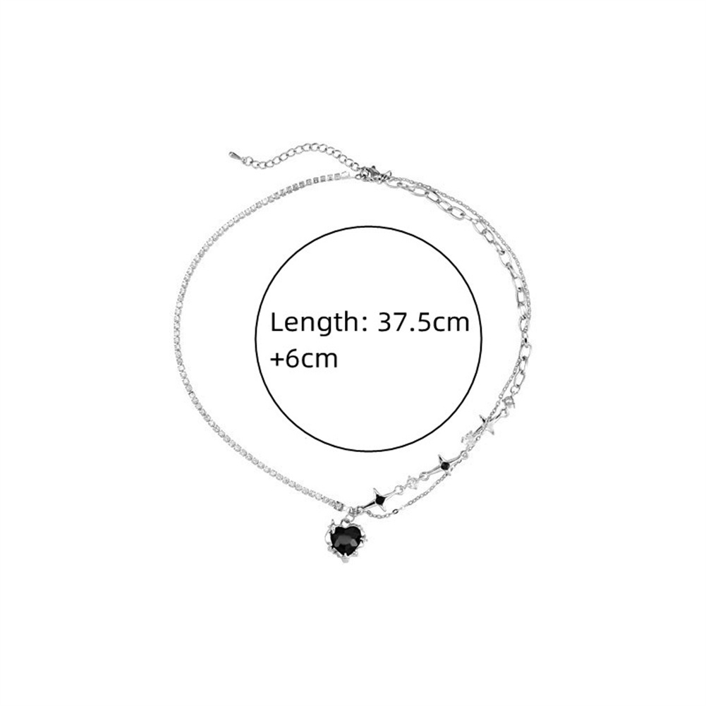 Korea Vintage Goth Y2K Jantung Liontin Kalung Ins Pribadi Salib Rantai Choker Wanita Perhiasan Aksesoris