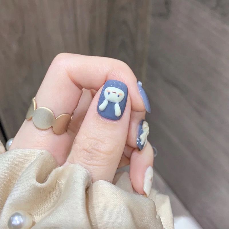 Z022 24Pcs DIY Kuku Palsu French Cool Finger Nail Art Stiker Kuku Palsu