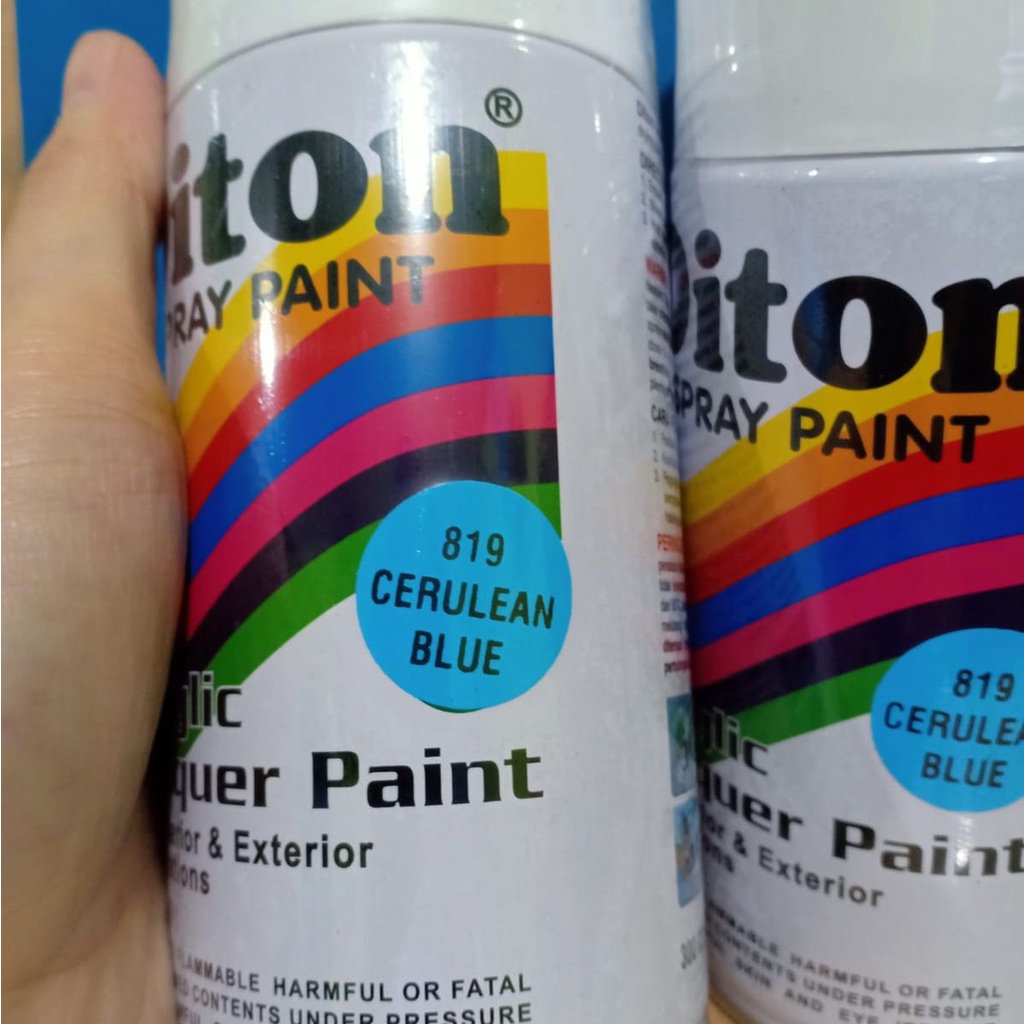 SOLID COLOURS DITON Spray Paint Acrylic Lacquer Paint Pilox Pilok Cat Semprot - 819 CERULEAN BLUE / BIRU MUDA / BIRU LANGIT (300cc / 300ml)