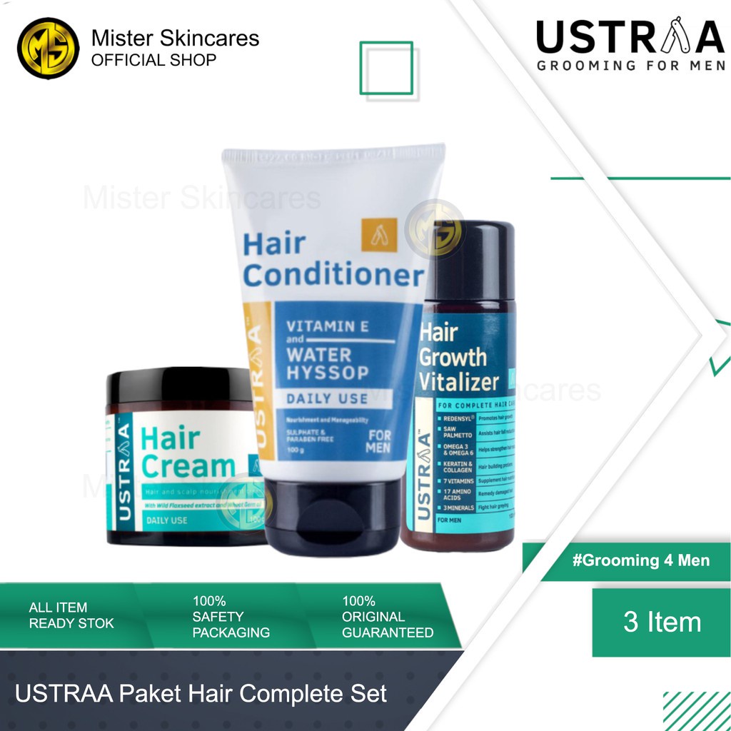 USTRAA Paket Perawatan Rambut Pria Hair Conditioner Cream Vitalizer