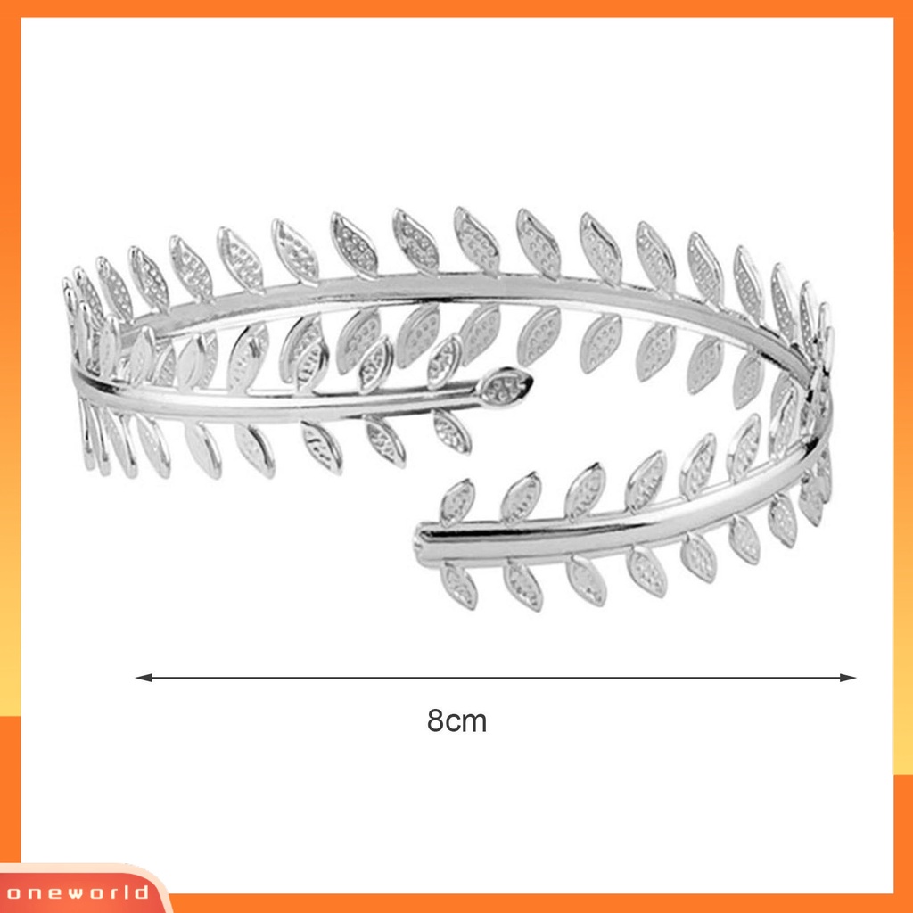 [EONE] Cuff Gelang Vintage Punk Geometris Electroplating Adjustable Opening Hias Hadiah Wanita Gadis Bulu Logam Daun Lengan Atas Bangle Ban Lengan Untuk Pakaian Sehari-Hari