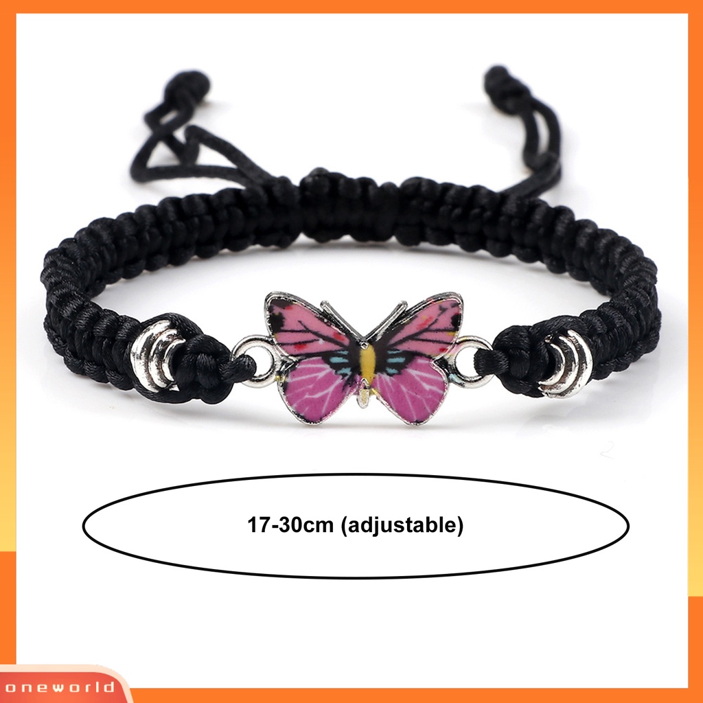 [EONE] Gelang Pasangan Adjustable Tali Dikepang Nilon Hadiah Valentine Unisex Tenun Tangan Kupu-Kupu Kekasih Gelang Aksesoris Fashion