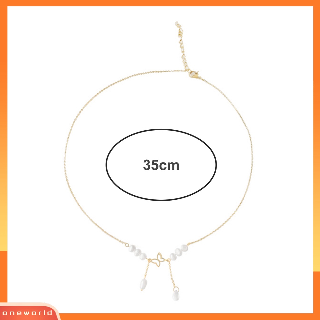 [EONE] Butterfly Kalung Adjustable Mutiara Imitasi Indah Dekoratif Wanita Elegan Klavikula Rantai Pesona Perhiasan Hadiah