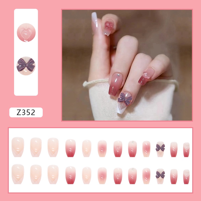 Z352 24Pcs DIY Kuku Palsu French Cool Finger Nail Art Stiker Kuku Palsu