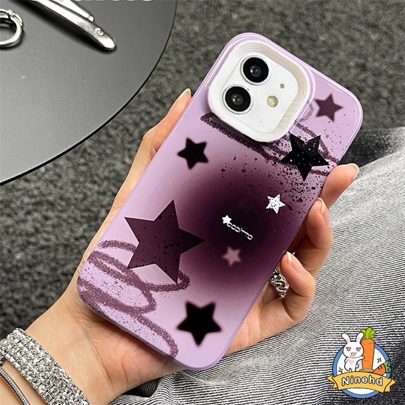 Redmi 12C A1 A1+10C 10A 10 9 9A 9C 9T Note11 11s 10 10s 9 9s Pro Xiaomi 11 Lite Poco X3 Pro NFC 3in1 Casing Grape Purple Star Phone Case Pelindung Kamera Tahan Guncangan Soft Cover