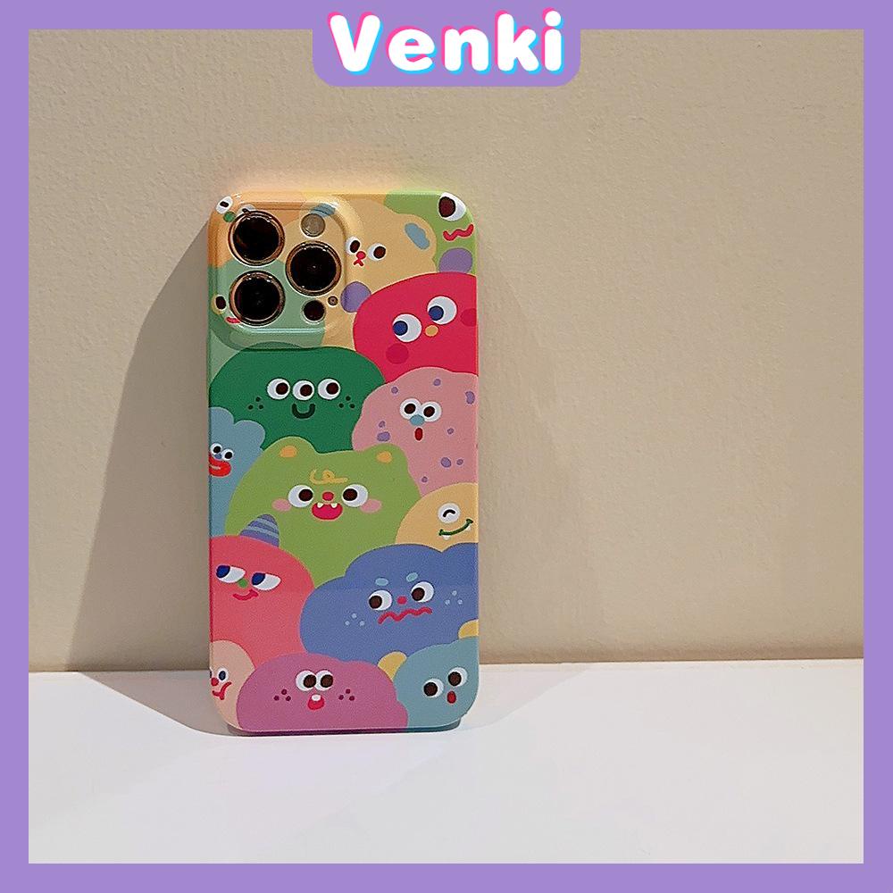 VENKI - For iPhone 11 iPhone Case Film TPU Soft Case White Glossy Cute Doodle Camera Protection Shockproof Compatible with iPhone 14 13 Pro max 12 Pro Max xr xs max 7Plus 8Plus