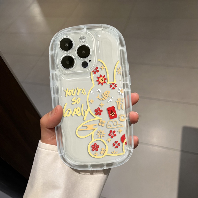 Kelinci Lucu Shockproof Phone Case Kompatibel Untuk IPhone Casing13 11 14 12 Pro XS Max X XR 7 +8 Plus Cover Silikon TPU Transparan Lembut