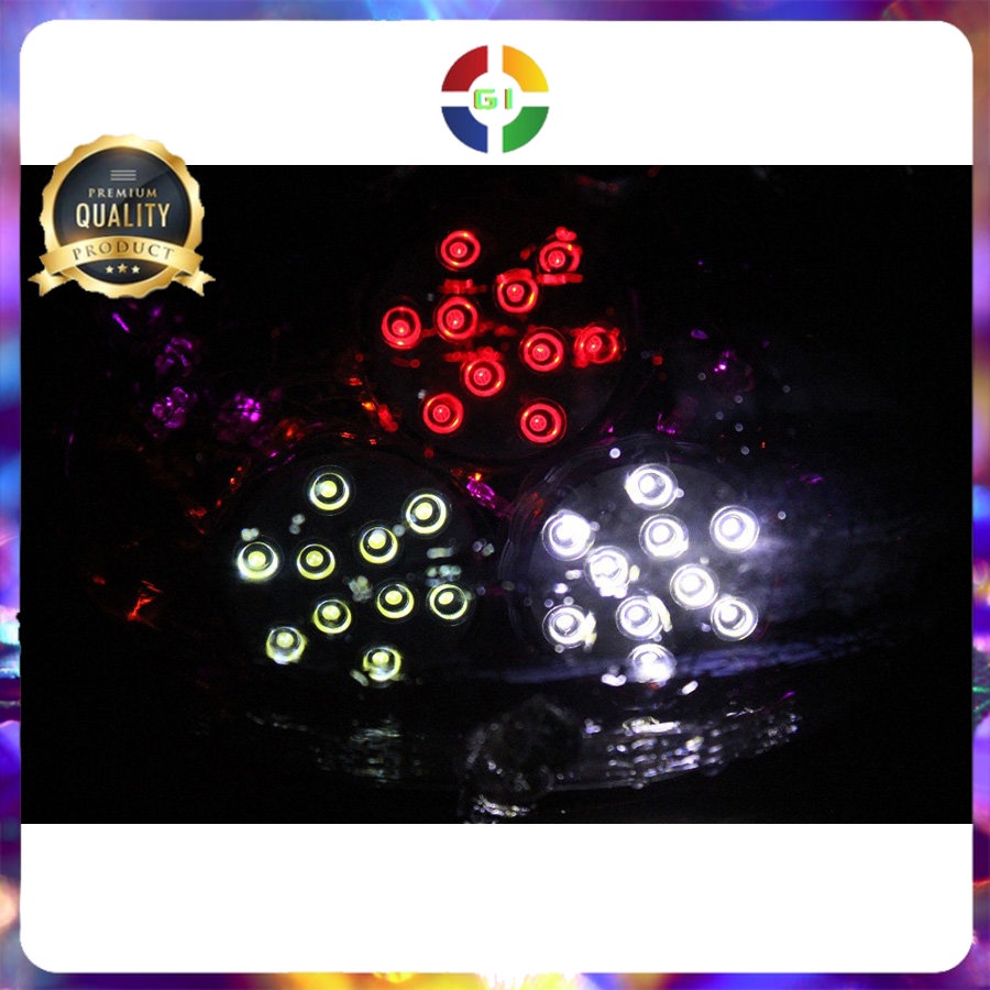 Lampu Hias LED Bawah Air Waterproof Submersible RGB 2PCS with Remote White