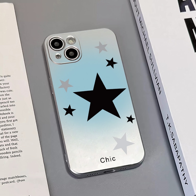 IPHONE Star Soft Case Kompatibel Untuk Iphone14 13 12 11 Pro Mini XS Max Casing Ponsel XR X8 7 6S+Plus Electroplate TPU Silikon Shockproof Cover