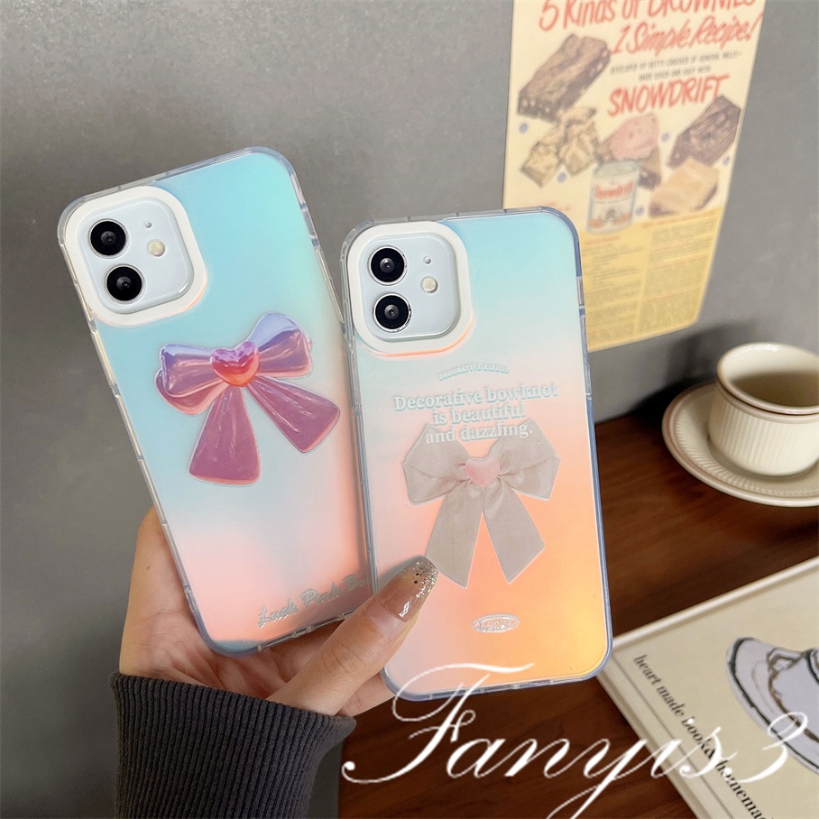 Compatible For IPhone 14 13 12 11 Pro Max X XR Xs Max 8 7 Plus SE 2020 Kompatibel Untuk Ikatan Simpul Cantik IMD Gradiasi Laser Casing Ponsel TPU Lembut Shockproof Cover Pelindung