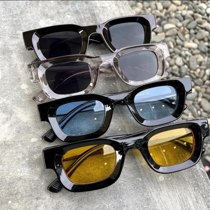 Kacamata Hitam UV400 Bingkai Kecil Persegi Gaya Vintage Untuk Pria Dan Wanita Boldie Frame Tebal Skinny Bold Persegi Panjang-1