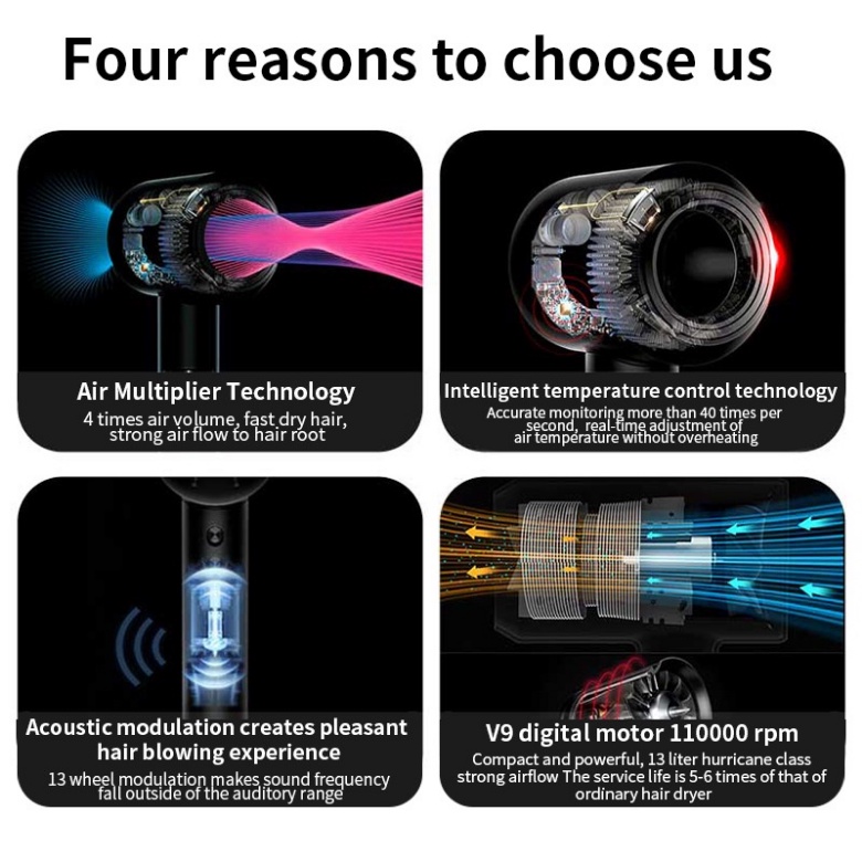 【COD】Profesional 5 IN 1 Pengering Rambut/Hair dryer With Five Styling Attachments Salon Profesional Perawatan Rambut Daya
