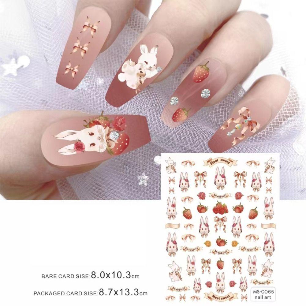 Mxbeauty Stiker Kuku Kelinci Mawar Kupu Kuromi Kitty Cat Melody Nail Art Dekorasi