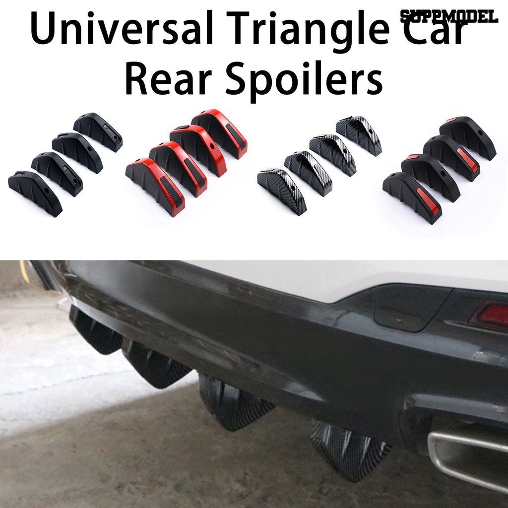 [SM Auto] 4Pcs Spoiler Mobil Pemasangan Mudah Pengerjaan Halus Ramah Lingkungan Anti Cacat Anti Gores Hias Bahan PP Universal Segitiga Bumper Diffuser Spoiler Aksesori Mobil