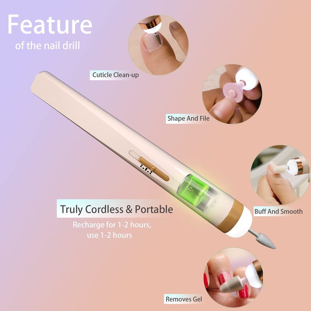 MAANGE Electric Nail Gel Menghapus Mesin Manikur Set Mesin Pemotong untuk Manikur Pedikur USB Isi Ulang