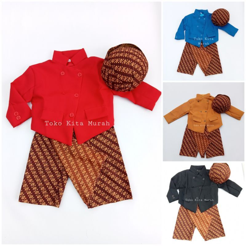 Lurik Stelan Baju anak laki laki khas jawa - Beskap anak laki laki - Baju surjan lurik anak laki lak