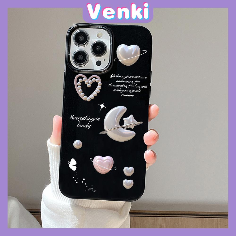 VENKI - For iPhone 11 iPhone Case Black Glossy TPU Soft Case Shockproof Protection Camera Love Star Moon Compatible with iPhone 14 13 Pro max 12 Pro Max xr xs max 7Plus 8Plus