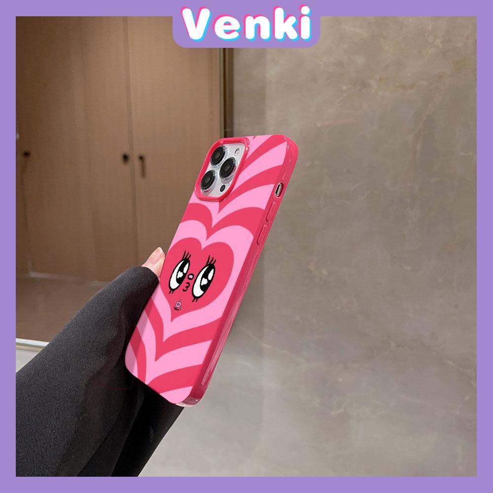 VENKI - For iPhone 11 iPhone Case Red Glossy TPU Soft Case Shockproof Protection Camera Cute Pink Heart Compatible with iPhone 14 13 Pro max 12 Pro Max xr xs max 7 8Plus