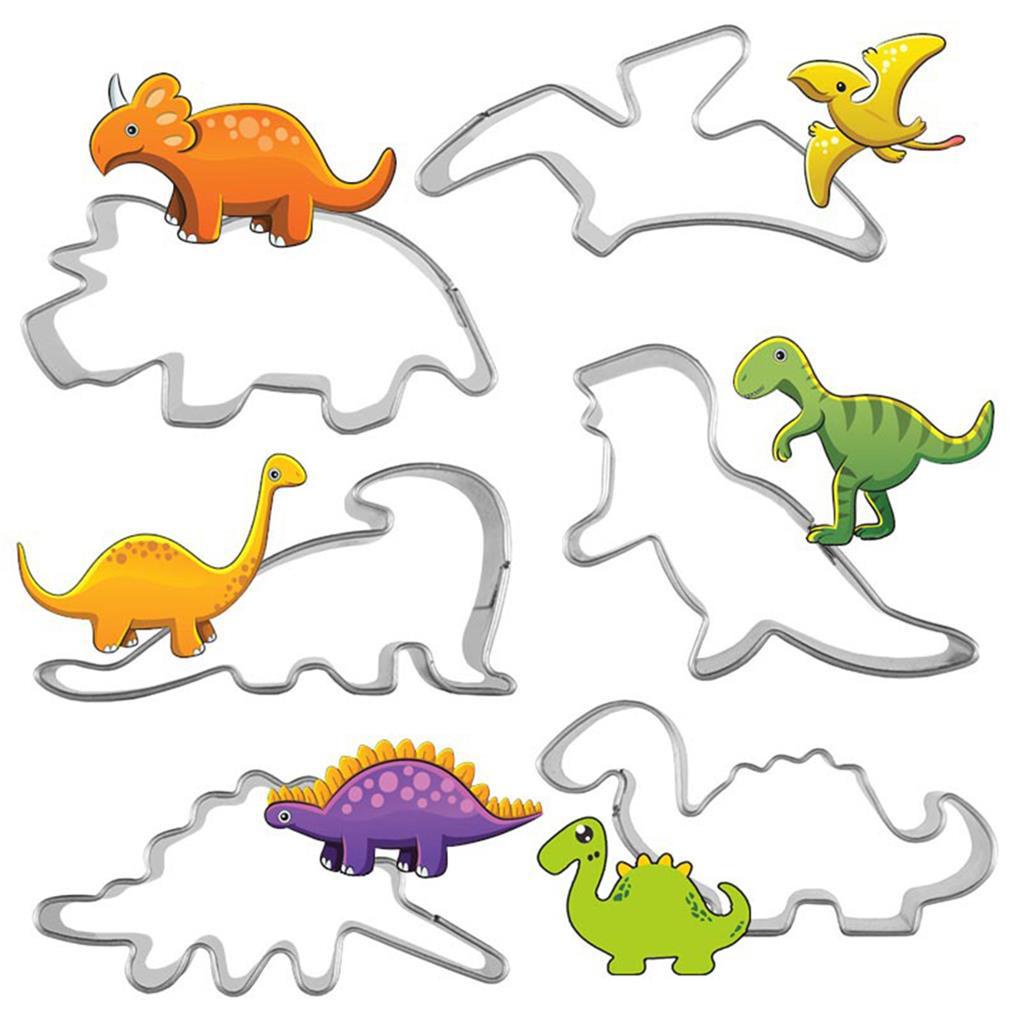 6pcs/set Cetakan Kue Kering Bentuk Dinosaurus Bahan Stainless Steel Biscuit Mould Baking Tool