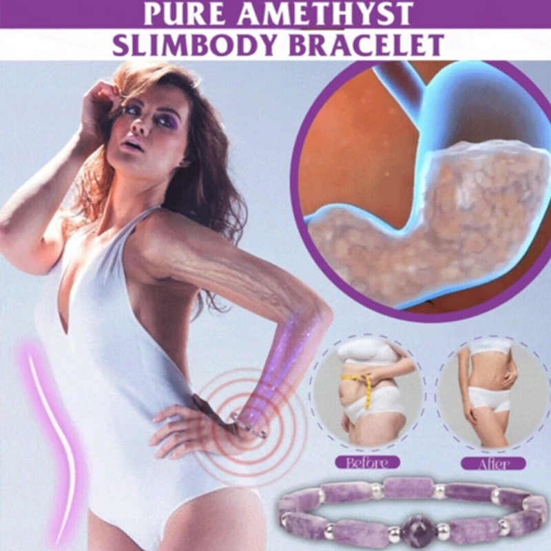 1pc Gelang Pelangsing Manik-Manik Amethyst Indah/Energi Batu Tubuh-Memurnii Kelelahan Pergelangan Tangan Rantai/Wanita Penurunan Berat Badan Yoga Bangle