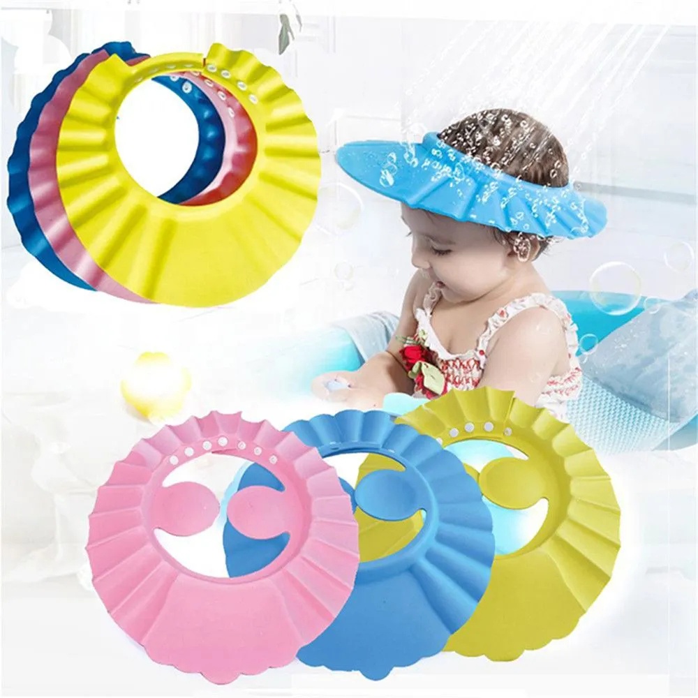 Topi Pelindung Rambut Dan Telinga Anak-Anak Portabel Yang Dapat Dilipat Kreatif Tahan Suhu Tinggi Dan Rendah Topi Sampo Elastis Dapat Disesuaikan Menebal Tahan Air Shower Cap