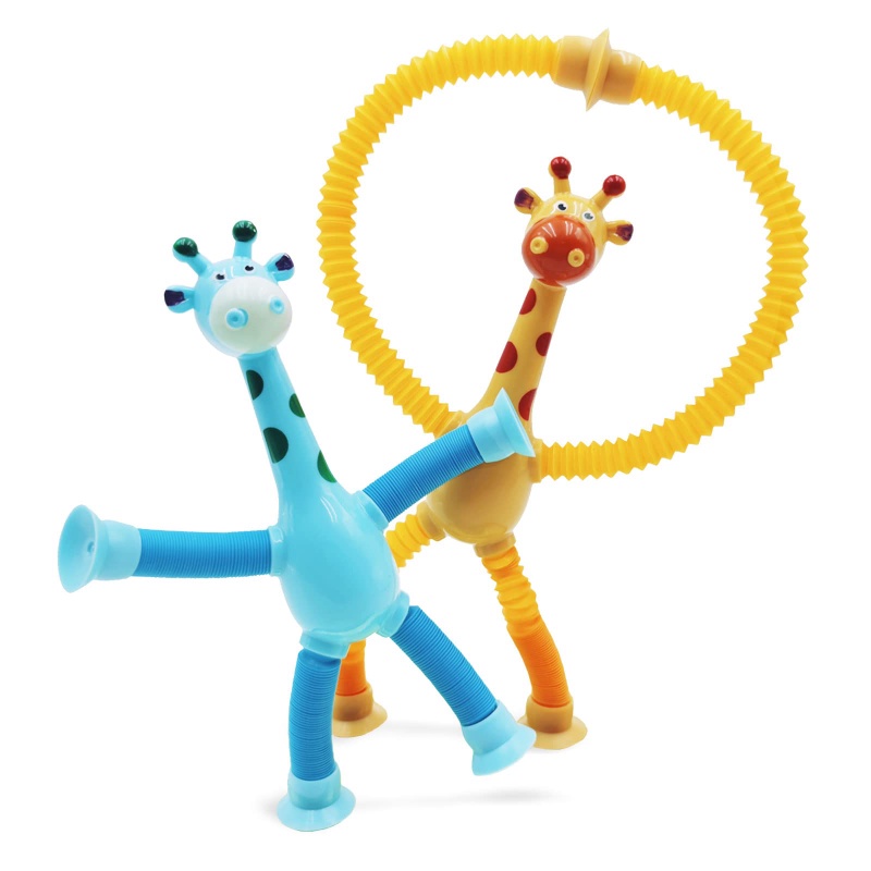 Novelty Decompression Toy/Mainan Puzzle Jerapah Tabung Melar/Kartun Suction Cup Telescopic Giraffe Shape Bermain Anak